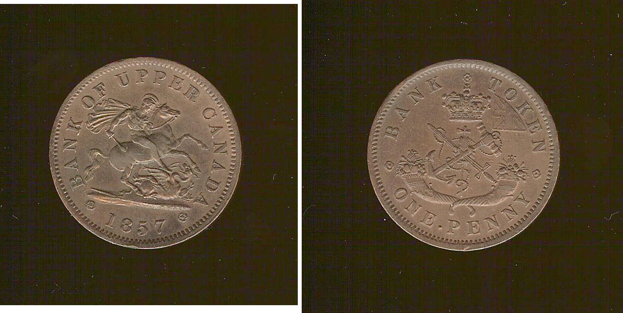 CANADA 1 Penny token Province du Haut Canada 1857 SUP